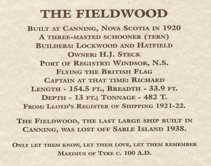 Placecard C: Fieldwood Heritage Society, eighteenth Annual Dinner Meeting, 23 April 2005