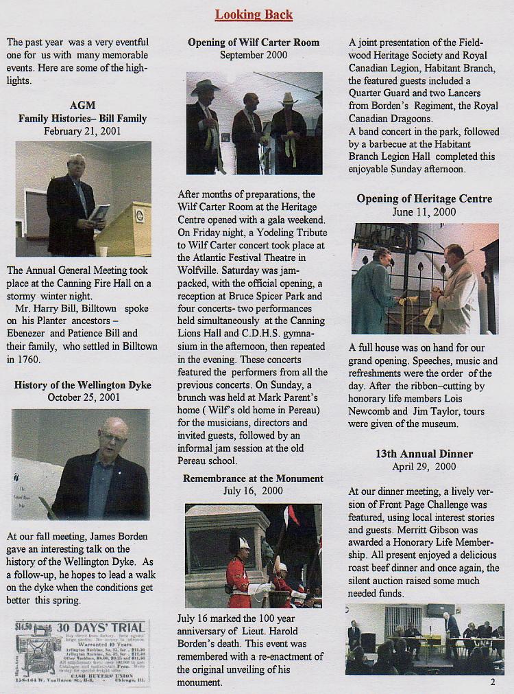 Canning's Fieldwood Heritage Society Newsletter April 2001, page 2