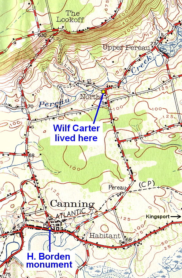 Canning Nova Scotia Map Map: Wilf Carter's Home Near Canning