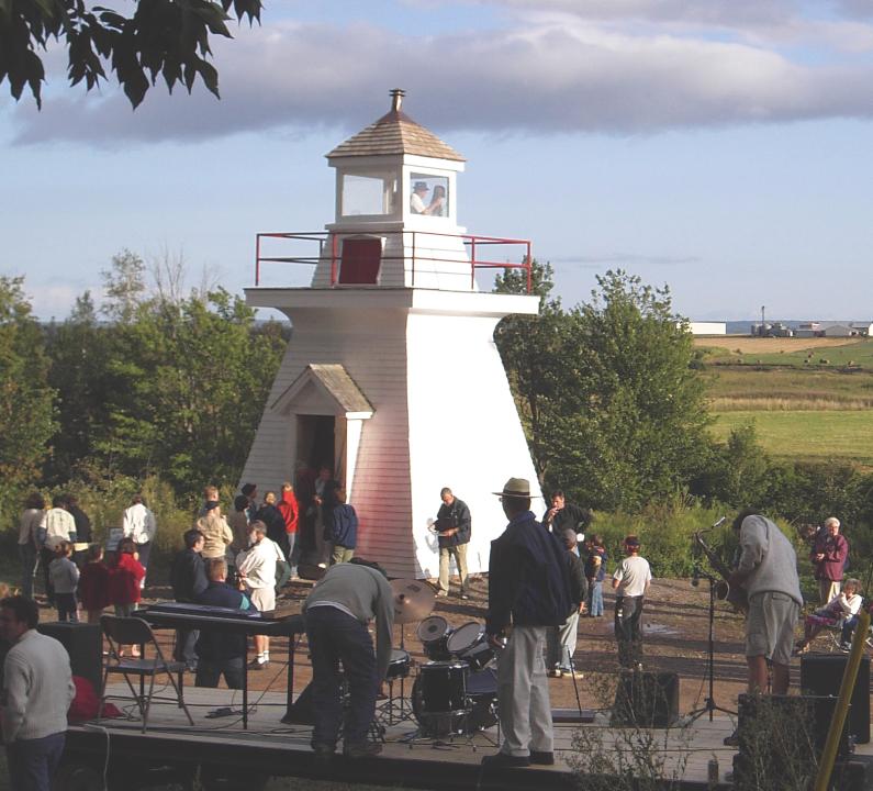 Celebration of the restoration of the Borden Wharf lighthouse, Canning, Nova Scotia