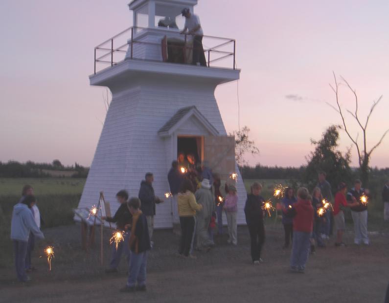Celebration of the restoration of the Borden Wharf lighthouse, Canning, Nova Scotia