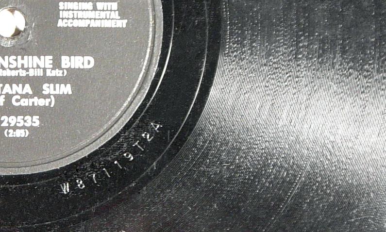 Decca 29535 78rpm record, Montana Slim, matrix number W87119T2A