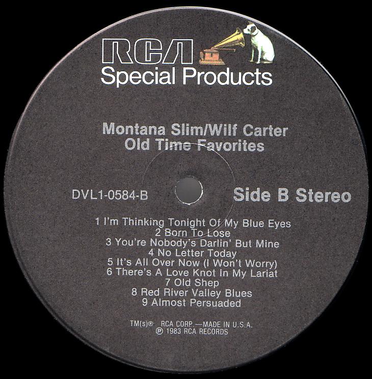 Montana Slim record (United States) 33rpm LP RCA SMI DVL 1-0584 side two