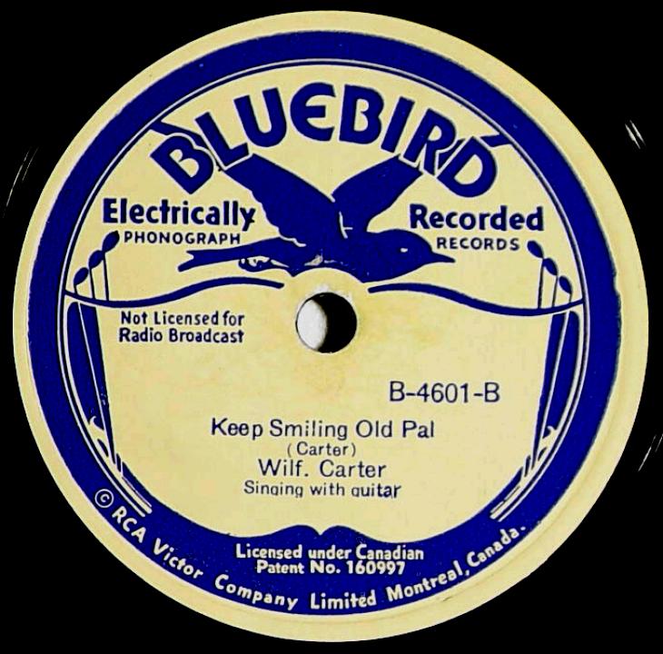 Wilf Carter RCA Victor Bluebird B-4601 78rpm record: side B label