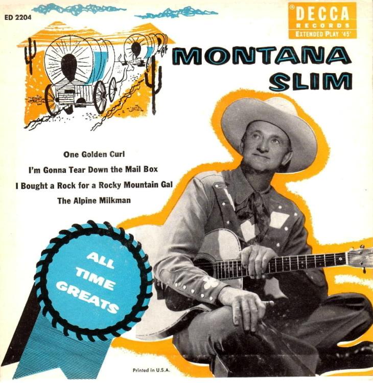 Decca ED-2204 45rpm record, jacket front, Montana Slim