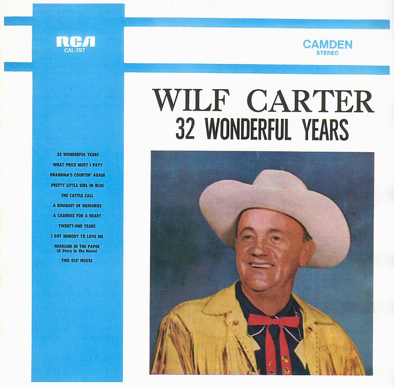 Jacket front: Wilf Carter record (Australia) 33rpm LP Camden CAL-787