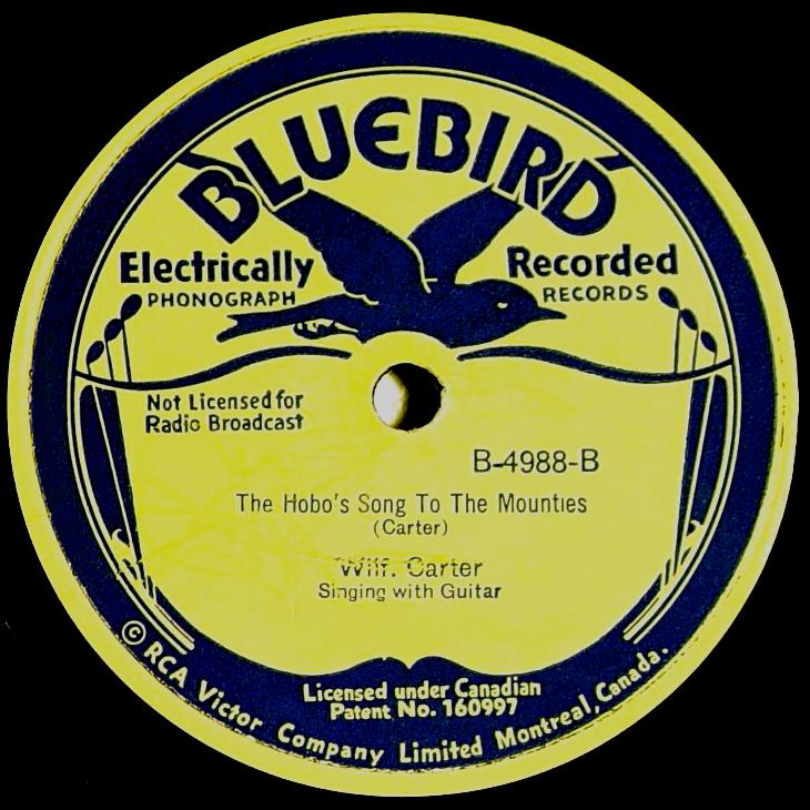 Wilf Carter RCA Bluebird B-4988 78rpm record: side B label